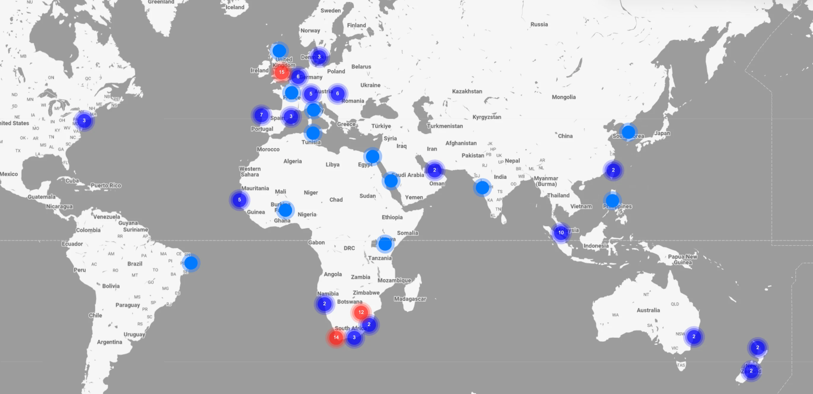 GritCargo dashboard - live network map